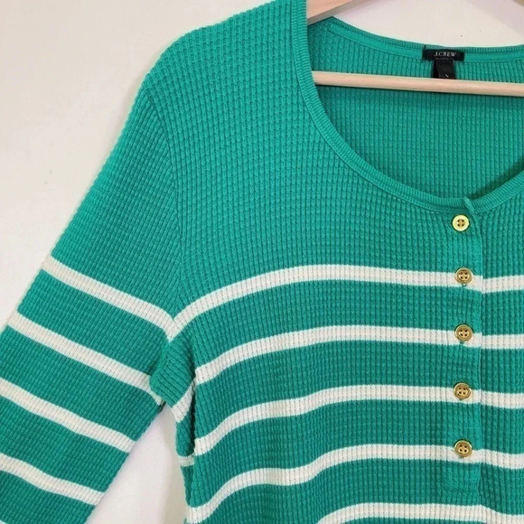 J.Crew Thermal Henley  Striped Long Sleeve Top - Picture 6 of 12